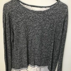 Gray sweatshirt with lace cutout back